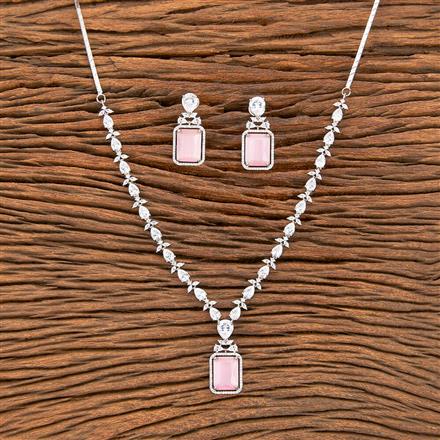 American Diamond Delicate Necklace With Rhodium Plating