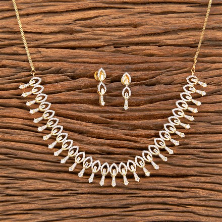American Diamond Classic Necklace With 2 Tone Rhodium Plating