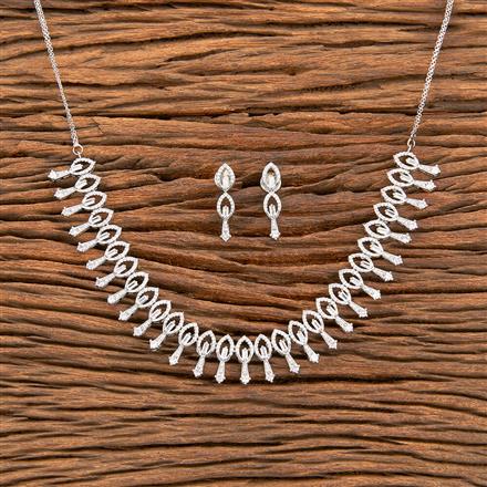 American Diamond Classic Necklace With 2 Tone Rhodium Plating