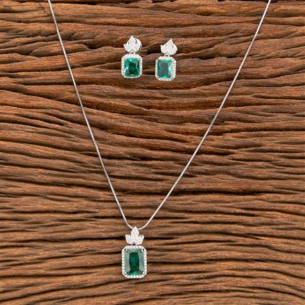 American Diamond Delicate Pendant Set With Rhodium Plating