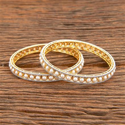 American Diamond Moti Bangles With 2 Tone Plating