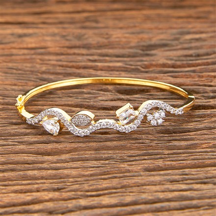 American Diamond Classic Kada With 2 Tone Rhodium Plating