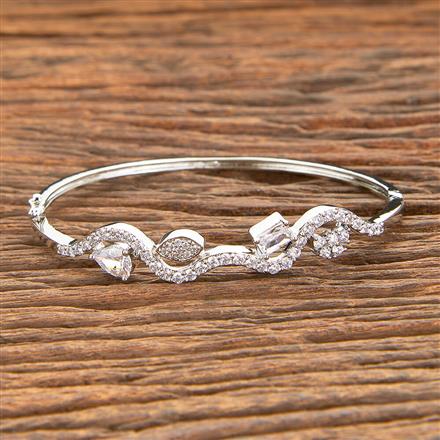 American Diamond Classic Kada With 2 Tone Rhodium Plating