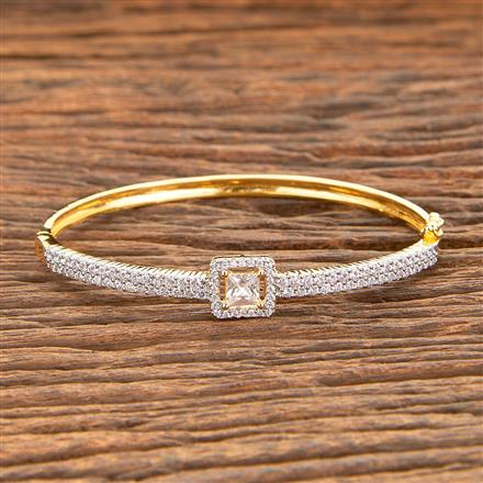 American Diamond Delicate Kada With 2 Tone Rhodium Plating