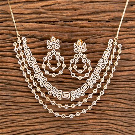 American Diamond Classic Necklace With Black 2 Tone Rhodium Plating