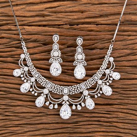 American Diamond Classic Necklace With Black Plating