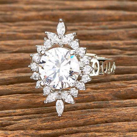 American Diamond Adjustable Ring With Rhodium Plating