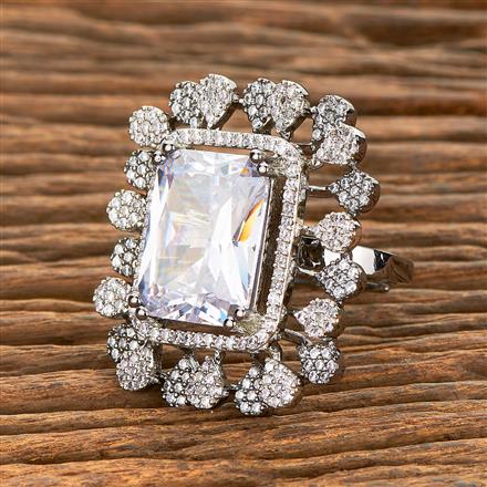 American Diamond Adjustable Ring With Black Plating