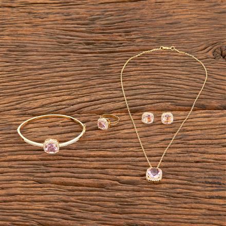 American Diamond Combo Pendant Set With Gold Plating