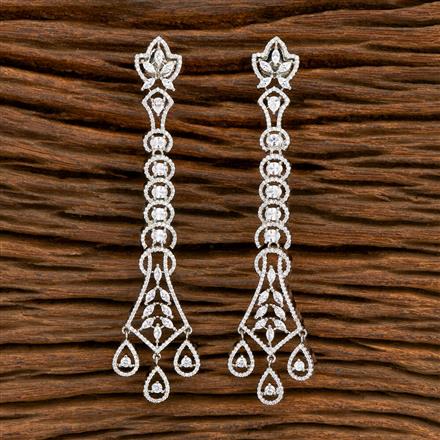 American Diamond Long Earring With 2 Tone Rhodium Plating