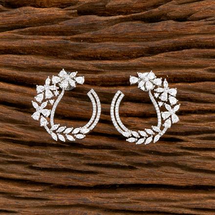 American Diamond Classic Earring With 2 Tone Rhodium Plating