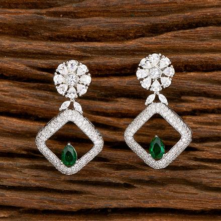 American Diamond Classic Earring With Rhodium Plating