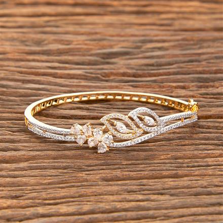 American Diamond Delicate Kada With Black 2 Tone Rhodium Plating