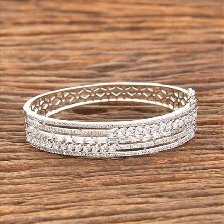 American Diamond Classic Kada With 2 Tone Rhodium Plating