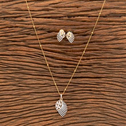 American Diamond Classic Pendant Set With 2 Tone Rhodium Plating