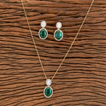 American Diamond Classic Pendant Set With 2 Tone Plating