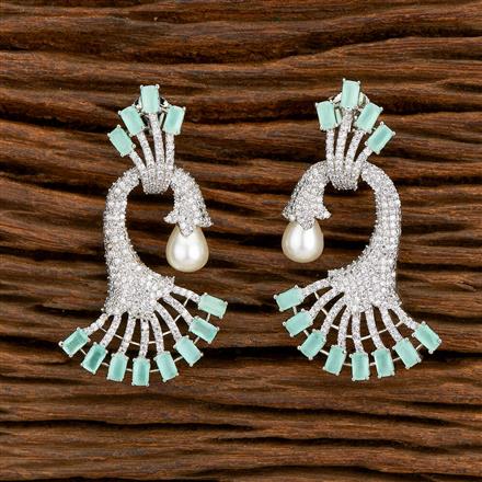 American Diamond Pearl Earring With Rhodium Plating