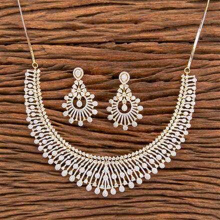 American Diamond Classic Necklace With Black 2 Tone Rhodium Plating