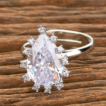 American Diamond Delicate Ring With Rhodium Plating