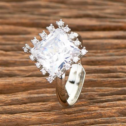 American Diamond Delicate Ring With Rhodium Plating