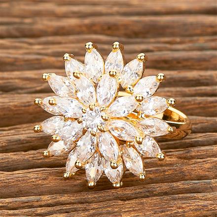American Diamond Adjustable Ring With Gold Plating