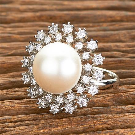 American Diamond Delicate Ring With 2 Tone Rhodium Plating