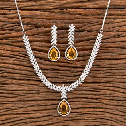 American Diamond Delicate Necklace With Rhodium Plating