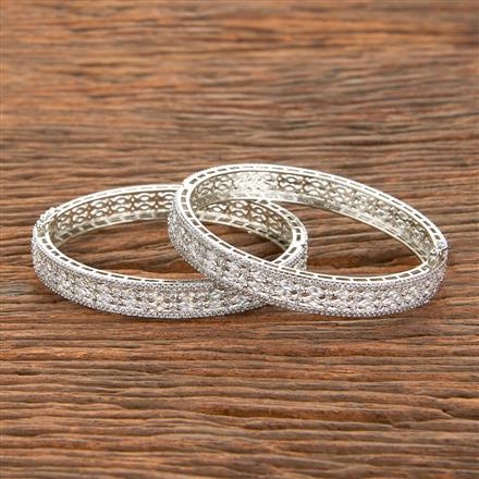 American Diamond Classic Bangles With Rhodium Plating