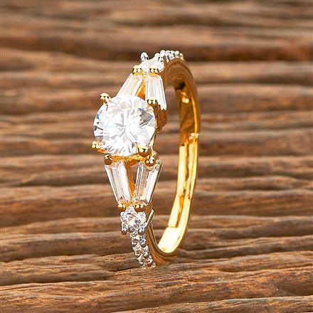 American Diamond Adjustable Ring With 2 Tone Rhodium Plating