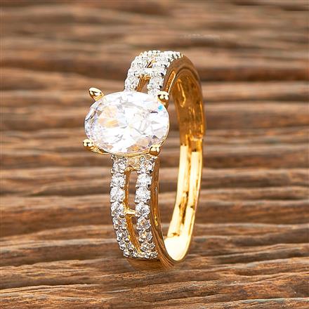 American Diamond Adjustable Ring With 2 Tone Rhodium Plating