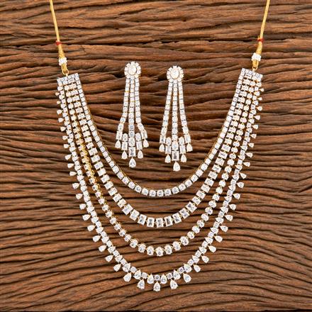 Cz Classic Necklace With Rhodium 2 Tone Plating