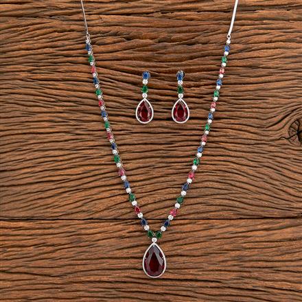 Cz Classic Necklace With Rhodium Plating