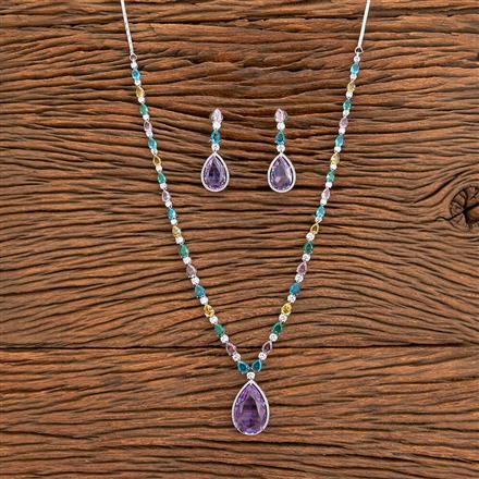 Cz Classic Necklace With Rhodium Plating