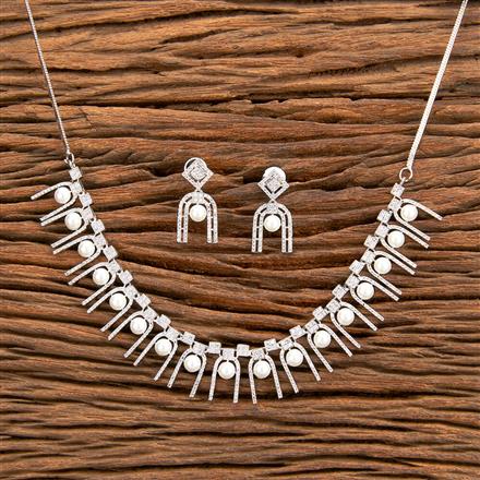 Cz Classic Necklace With Rhodium 2 Tone Plating