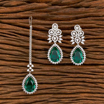 American Diamond Classic Earring Tikka With Rhodium Plating