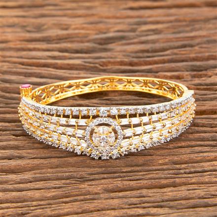 American Diamond Classic Kada With 2 Tone Rhodium Plating