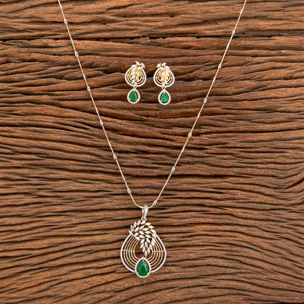 American Diamond Classic Pendant Set With 2 Tone Plating