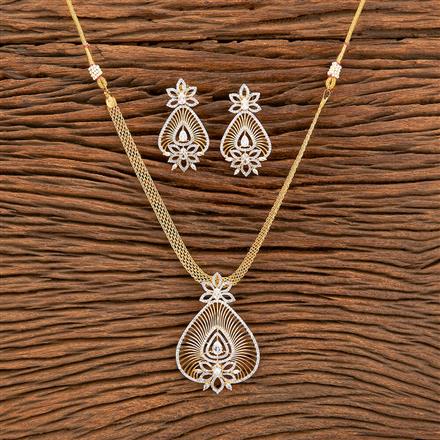 American Diamond Classic Pendant Set With Gold 2 Tone Plating