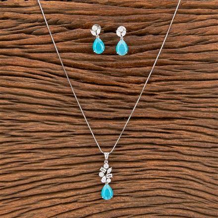 American Diamond Delicate Pendant Set With Rhodium Plating