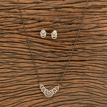 American Diamond Classic Mangalsutra With Rhodium 2 Tone Plating