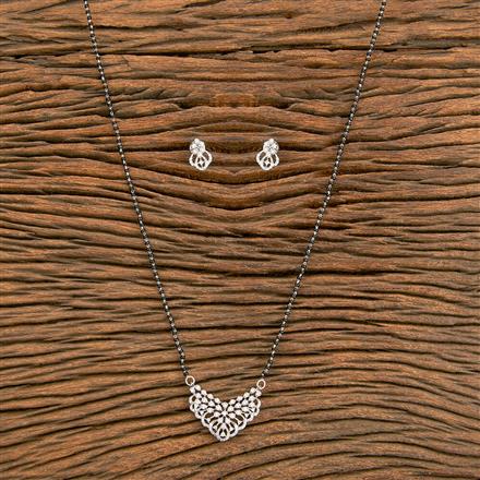 American Diamond Tanmaniya Mangalsutra With Rhodium 2 Tone Plating