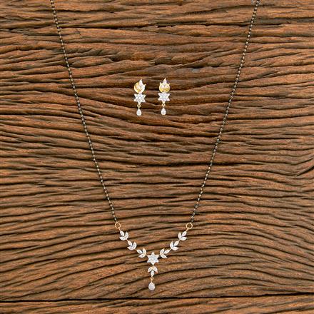 American Diamond Classic Mangalsutra With Rhodium 2 Tone Plating