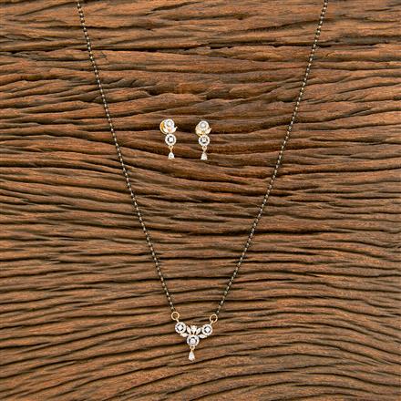American Diamond Tanmaniya Mangalsutra With Rhodium 2 Tone Plating