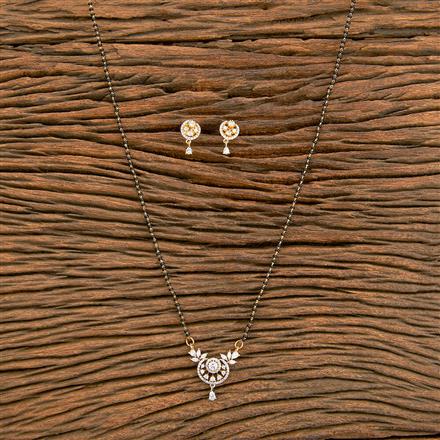 American Diamond Classic Mangalsutra With Rhodium 2 Tone Plating