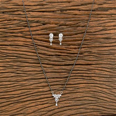 American Diamond Tanmaniya Mangalsutra With Rhodium 2 Tone Plating