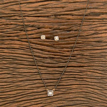 American Diamond Tanmaniya Mangalsutra With Rhodium 2 Tone Plating