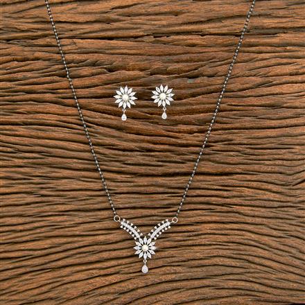 American Diamond Tanmaniya Mangalsutra With Rhodium 2 Tone Plating