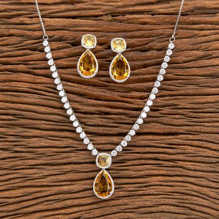 Cz Classic Necklace With Rhodium Plating