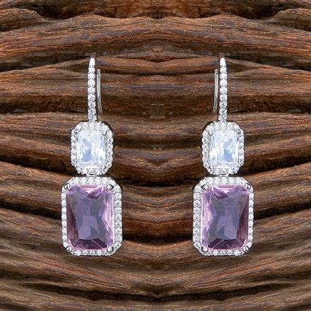 Cz Classic Earring With Rhodium Plating