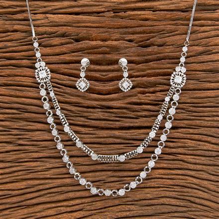 Cz 2 Line Necklace With 2 Tone Rose Gold Rhodium Plating